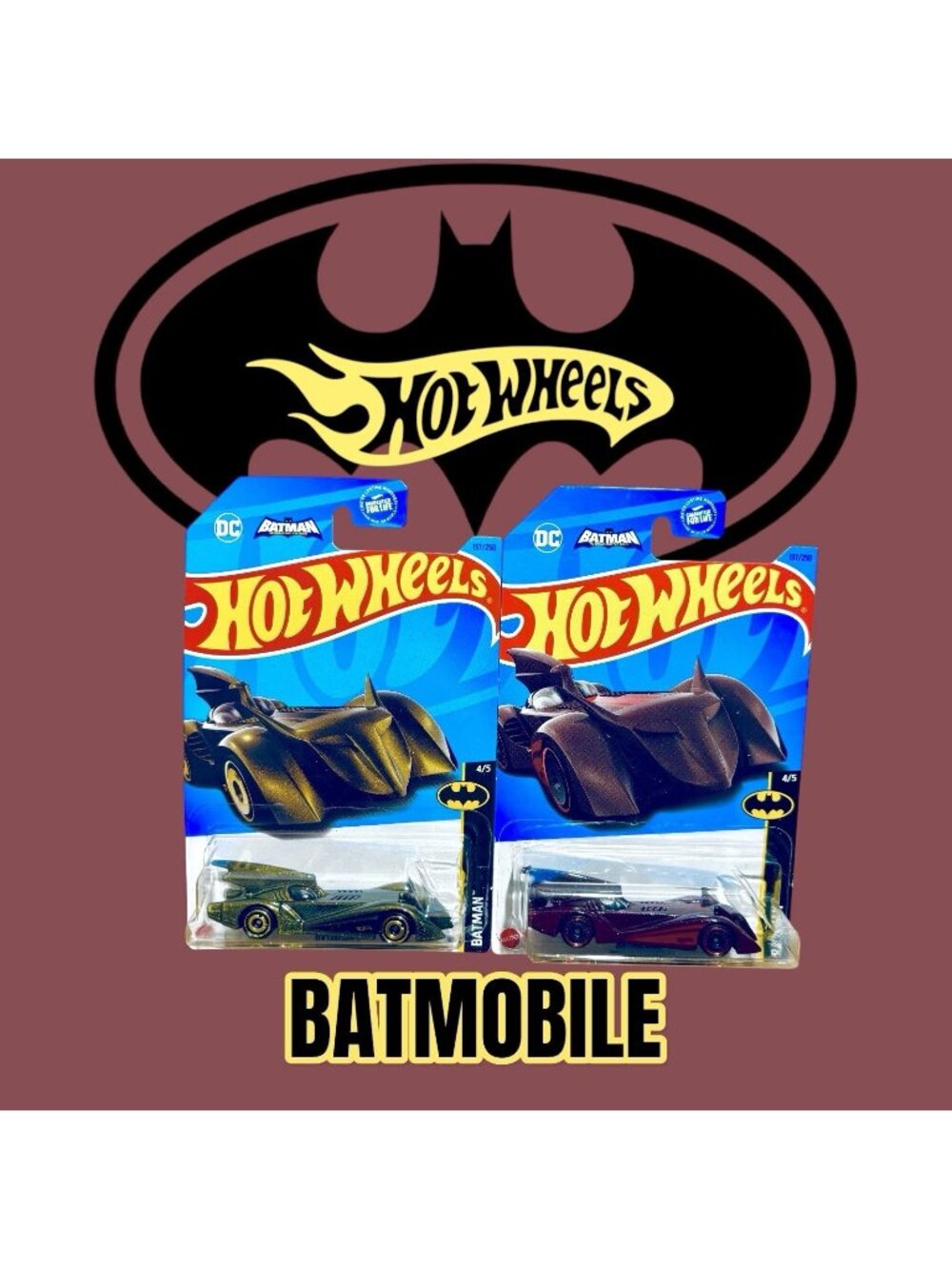 Hot Wheels #137 Batman The Brave & The Bold Gold & Burgundy Batmobile Bundle!